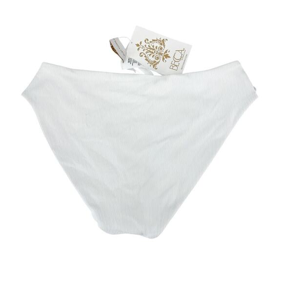 Becca Ribbed Daniella Corset Side Hipster Bikini Bottom Size Medium White NWT - Picture 5 of 7